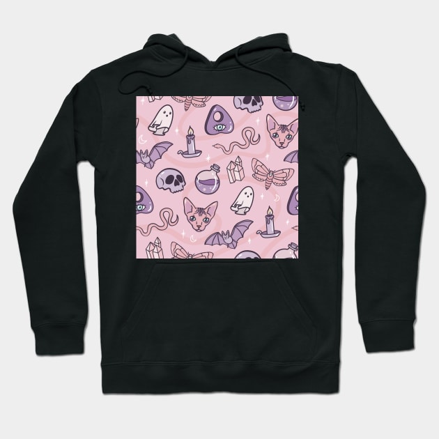 Spooky Pink Pastel Pattern Hoodie by scrambledpegs